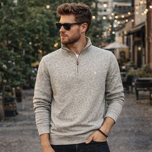 NWT Tailor Vintage Shirt S Navy Heather 1/4 Zip Pullover Modern Preppy Sweater